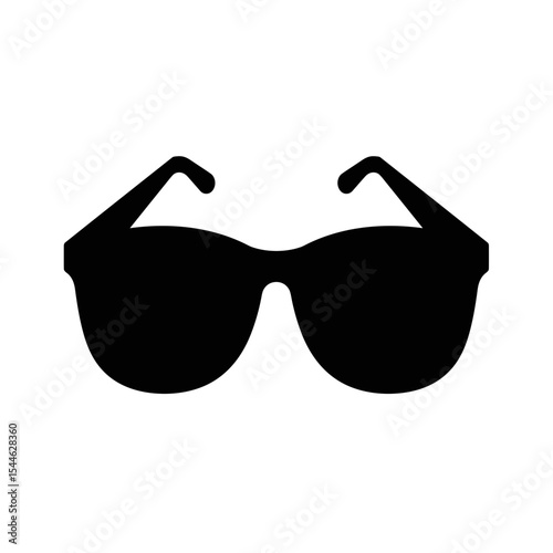 Bold Black Sunglasses Icon: Simple Stylish Shade Silhouette.