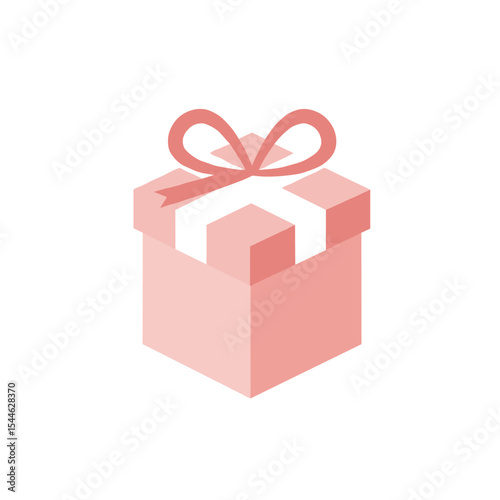 Isometric Pink Gift Box with Ribbon Perfect for Celebrations.