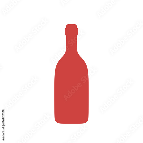 Simple Red Wine Bottle Silhouette Illustration.