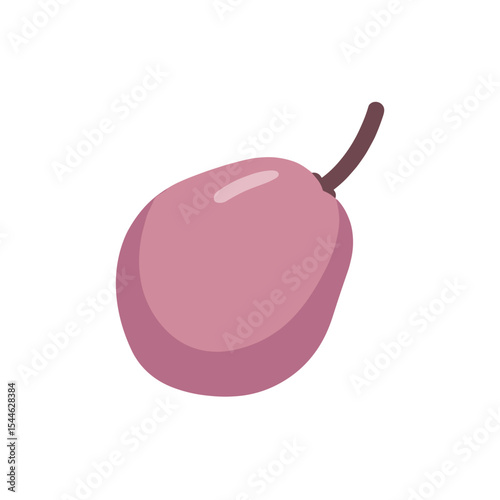 Stylized Plum Illustration with Smooth Texture and Simple Design.