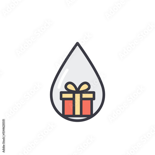Water Drop Containing a Gift Box: A Symbolic Representation of a Gift.