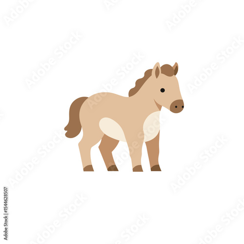 Adorable Light Brown Foal Illustration Simple Style.