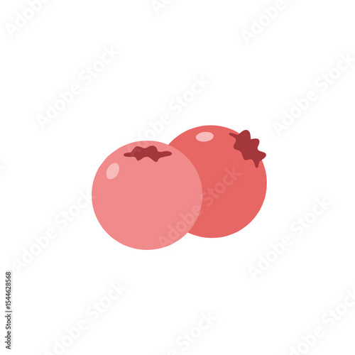 Two stylized vibrant pink cranberries with detailed textured tops.