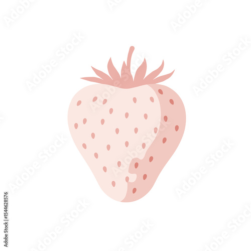 Stylized Strawberry Illustration with Soft Pink Hues and Seed Details.