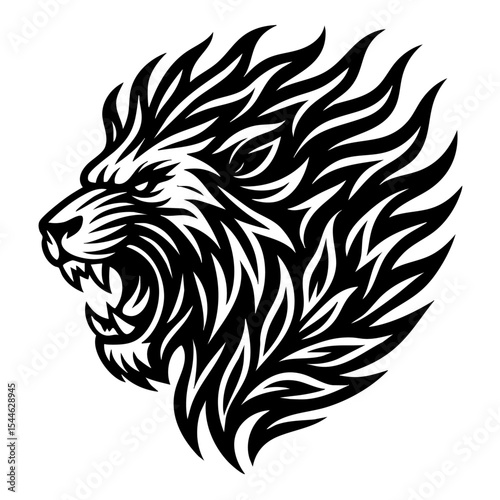 lion head tattoo vector