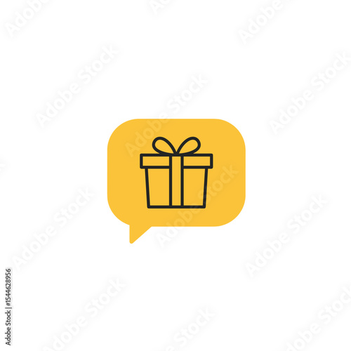Gift Icon in a Yellow Speech Bubble Presenting a Special Message.