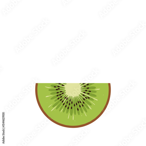 Half a Kiwi Slice: Vibrant Green and Brown Seeds.