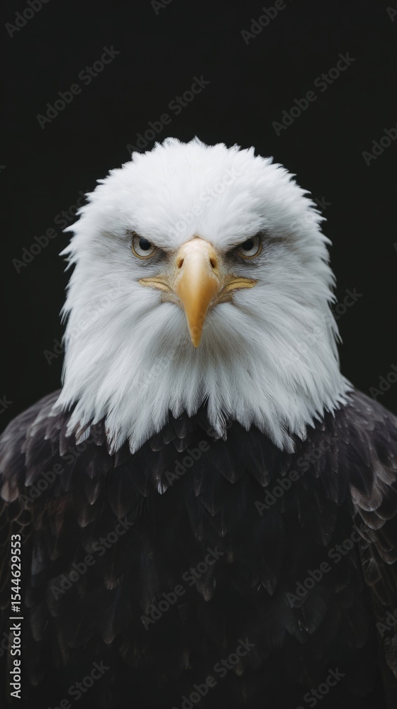 Obraz premium Stoic bald eagle gazes with piercing majesty, symbolizing Independence Day, power, freedom, enigmatic avian strength, raptors wild legacy