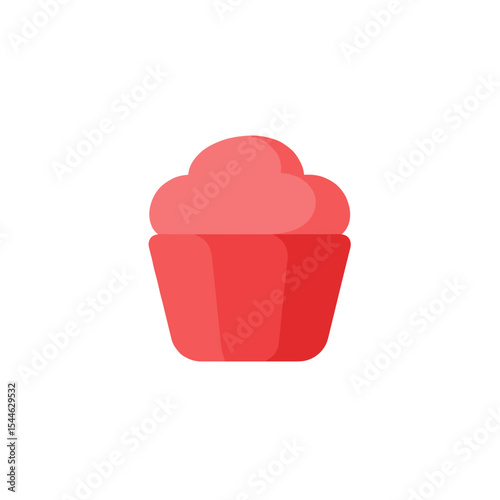 Simple Red Cupcake Icon Design Illustration.