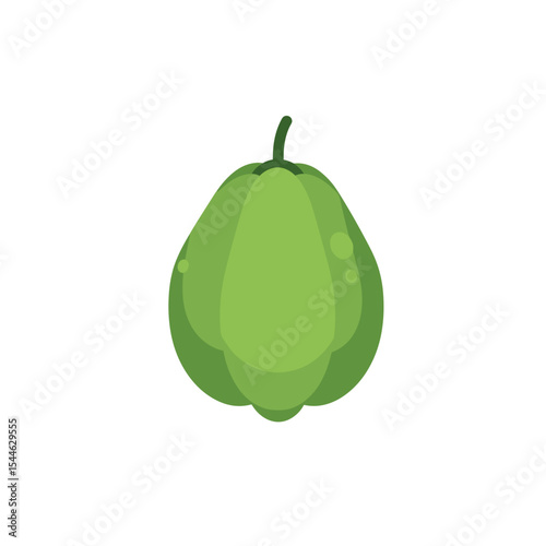 Vibrant Green Chayote Fruit Depicted with Simple Flat Vector Illustration.