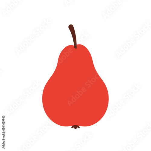 Simple and Vibrant Red Pear Illustration.