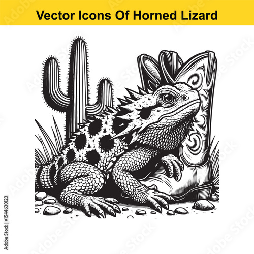 Horned Lizard Cartoon Vector – Desert Reptile Western Style