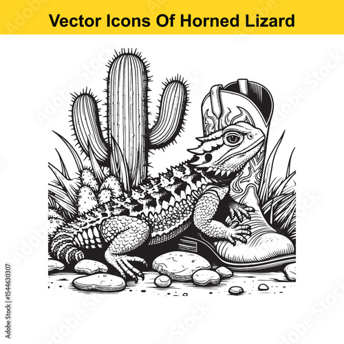 Horned Lizard Cartoon Vector – Desert Reptile Western Style