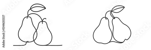 Line art of two pears showcasing simplicity and elegance in design, suitable for modern decor or artistic inspiration