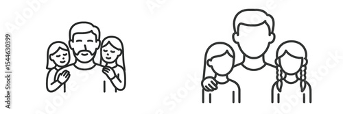 Family enjoying a close moment together, showcasing love and connection between parents and children in a simple, warm illustration