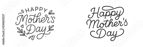 Creative hand-drawn happy mother's day designs featuring elegant typography and floral elements