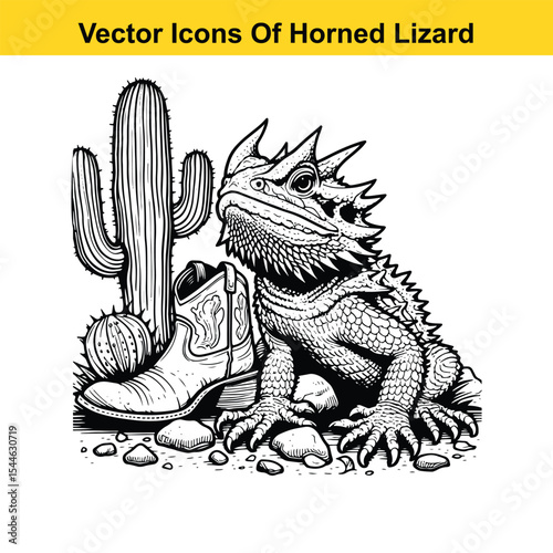 Horned Lizard Cartoon Vector – Desert Reptile Western Style