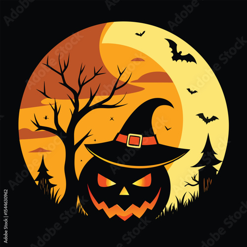 halloween pumpkin with bats