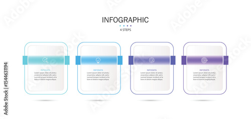 Infographic labels with icons and 4 options or steps. Suitable for process diagrams, presentations, workflow layouts, banners, flow charts, and infographics.