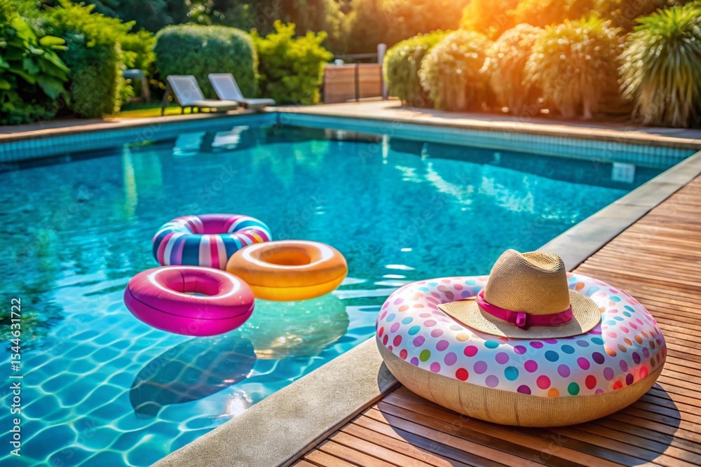 Obraz premium A pool with a hat and a float on it