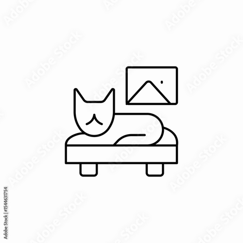 cat bed home icon sign vector