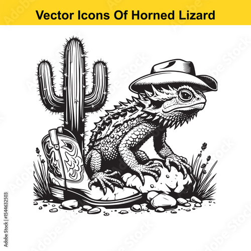 Horned Lizard Cartoon Vector – Desert Reptile Western Style