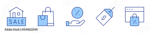 sale, shoppingbag, onlineshopping, discount. Sales Icon vector illustration. Line Duotone style. Editable stroke