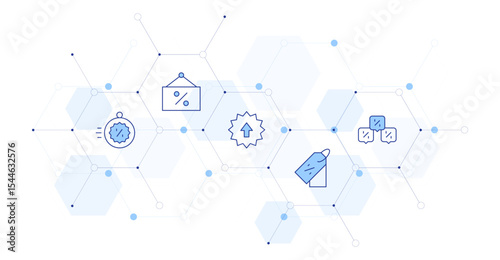 Sales Banner Vector Illustration with Icon Style in Between. Line Duotone icon. Containing. flashsale, discount, sale, pricetag