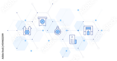 Sales Banner Vector Illustration with Icon Style in Between. Line Duotone icon. Containing. increase, sale, sales, bill, garage
