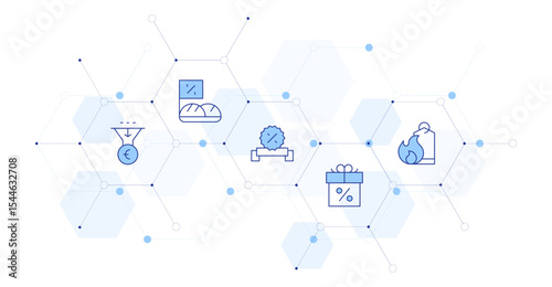 Sales Banner Vector Illustration with Icon Style in Between. Line Duotone icon. Containing. salespipeline, sales, sale, gift, hotsale