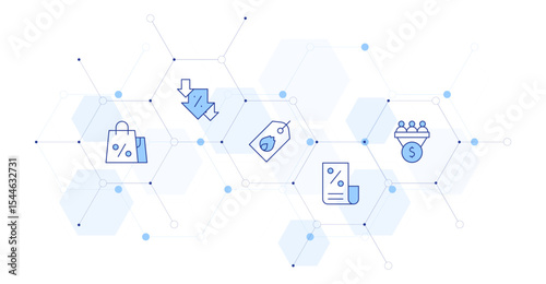 Sales Banner Vector Illustration with Icon Style in Between. Line Duotone icon. Containing. shoppingbag, sale, hotsale, discount, salespipeline