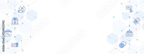 Sales Banner Vector Illustration with Two-sided Icon Style. Line Duotone icon. Containing. salesenablement, discount, giftbox, sale, sales, nosales