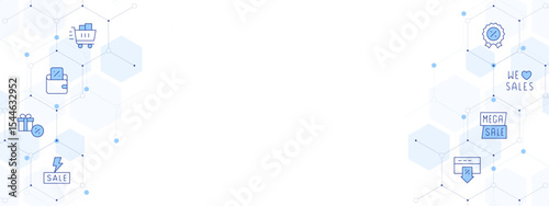 Sales Banner Vector Illustration with Two-sided Icon Style. Line Duotone icon. Containing. shoppingcart, wallet, sales, flashsale, onlinesale, megasale, sale
