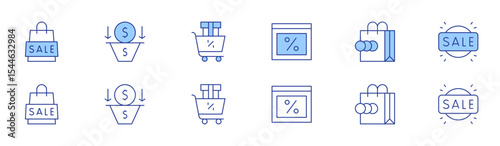 Sales icon set in two styles, Duotone and Thin Line style. Editable stroke. sale, calendar, salespipeline, sales