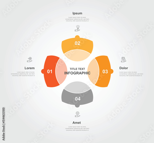4 step circle infographic template vector element with icons suitable for business information and web presentation