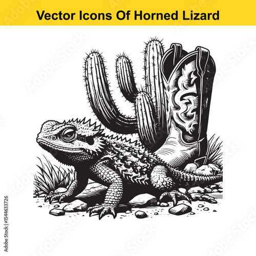 Horned Lizard Cartoon Vector – Desert Reptile Western Style