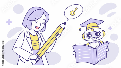 Cartoon illustration of a little girl and boy and a girl and her mother reading a book