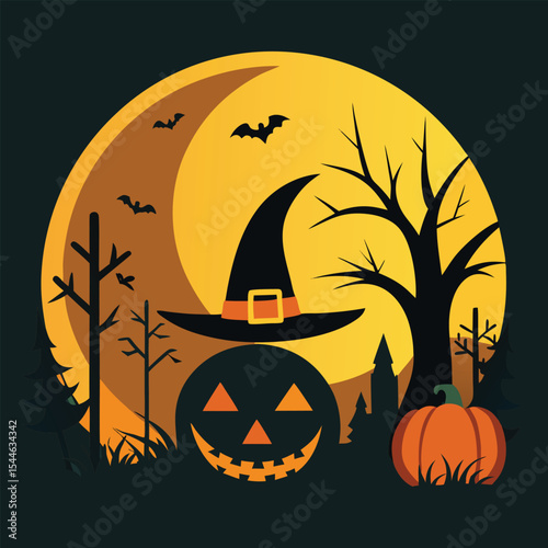 halloween pumpkin with bats