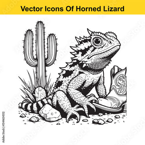 Horned Lizard Cartoon Vector – Desert Reptile Western Style