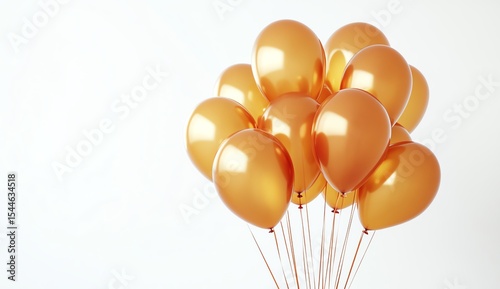 Bright orange balloons clustered together against a white background.