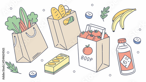 A seamless pattern vector illustration of food and drink icons perfect for a shopping cart design or gift box