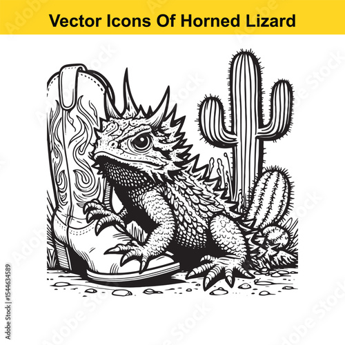 Horned Lizard Cartoon Vector – Desert Reptile Western Style