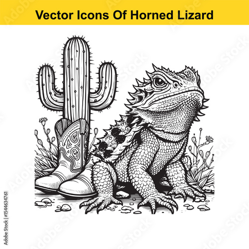 Horned Lizard Cartoon Vector – Desert Reptile Western Style