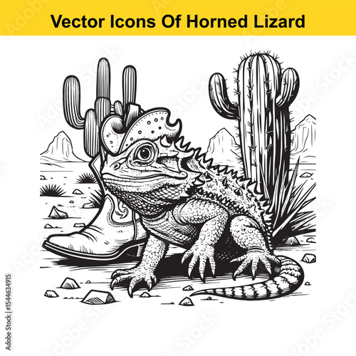 Horned Lizard Cartoon Vector – Desert Reptile Western Style
