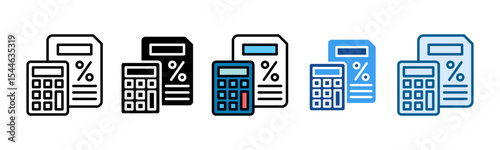 Tax Calculator Icon Set Multiple Style Collection
