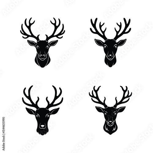 Reindeer bundle vector silhouette