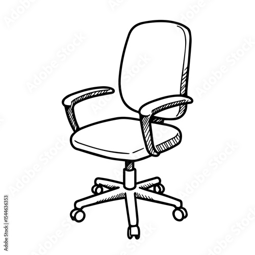 Comfortable office chair with armrests and wheels. Stylish office chair design with simple lines and ergonomic shape.