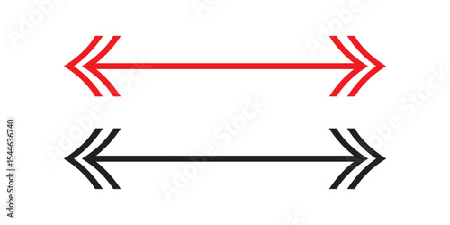 Double headed semi circle arrow. Black and white arrows set. Double ended arrow illustration. Arrow indicated the direction symbol. Dual sided curved arrow icon.