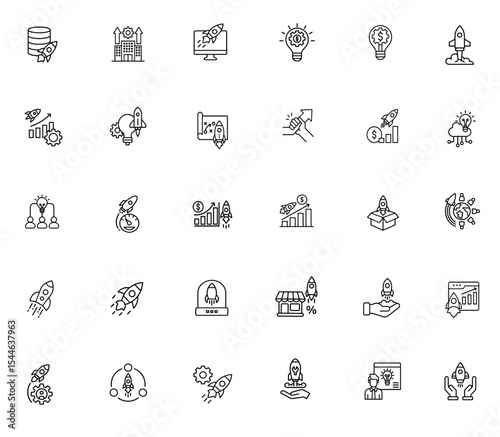 Start-Up and Innovation Icons – Vector Set for Business and Technology Concepts