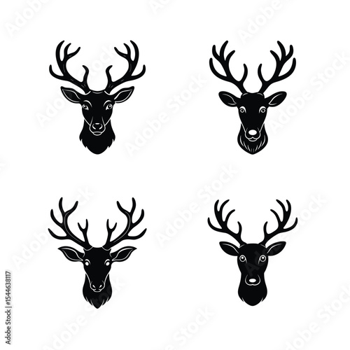 Reindeer bundle vector silhouette
